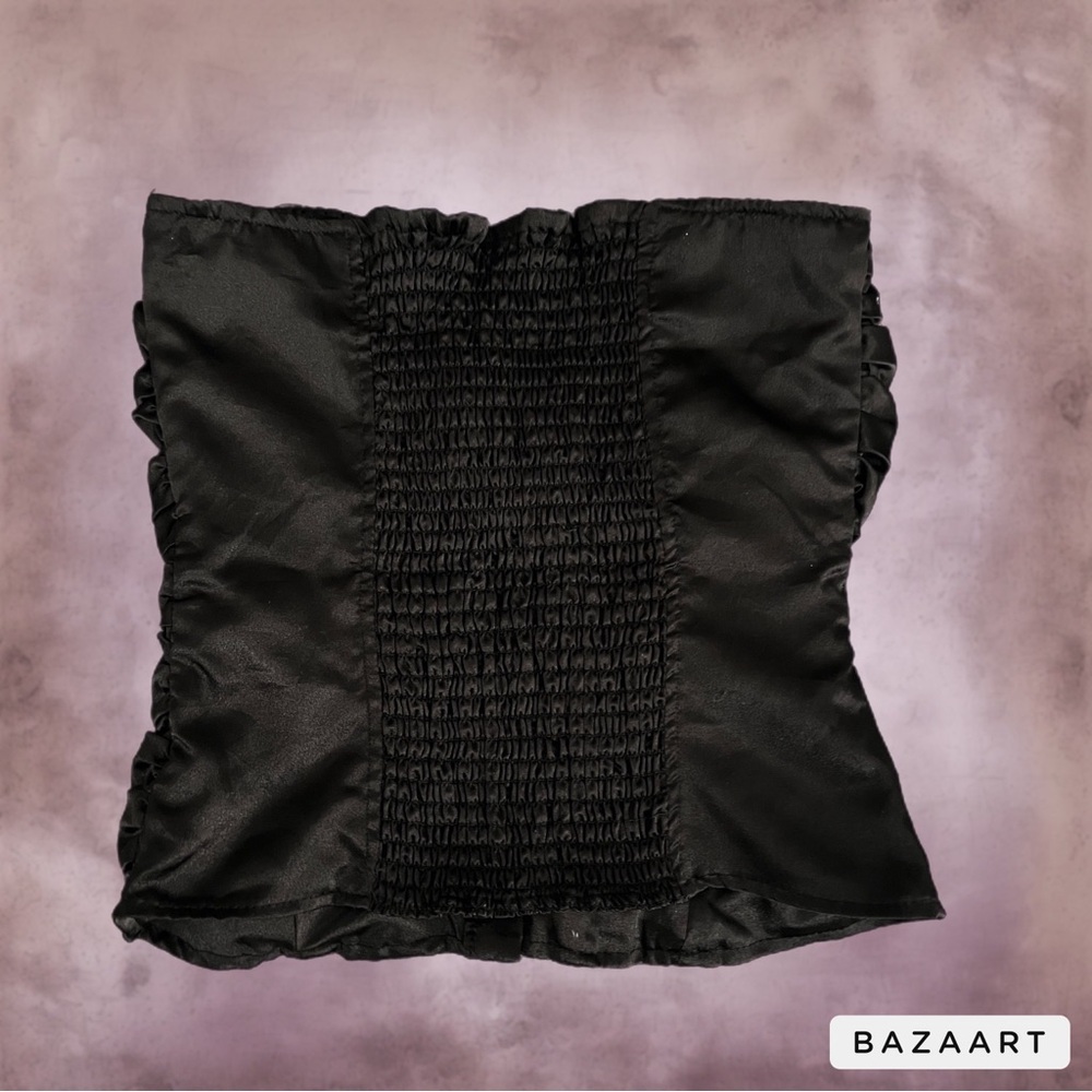 silk satin cropped ruche corset top - Picture 2 of 3